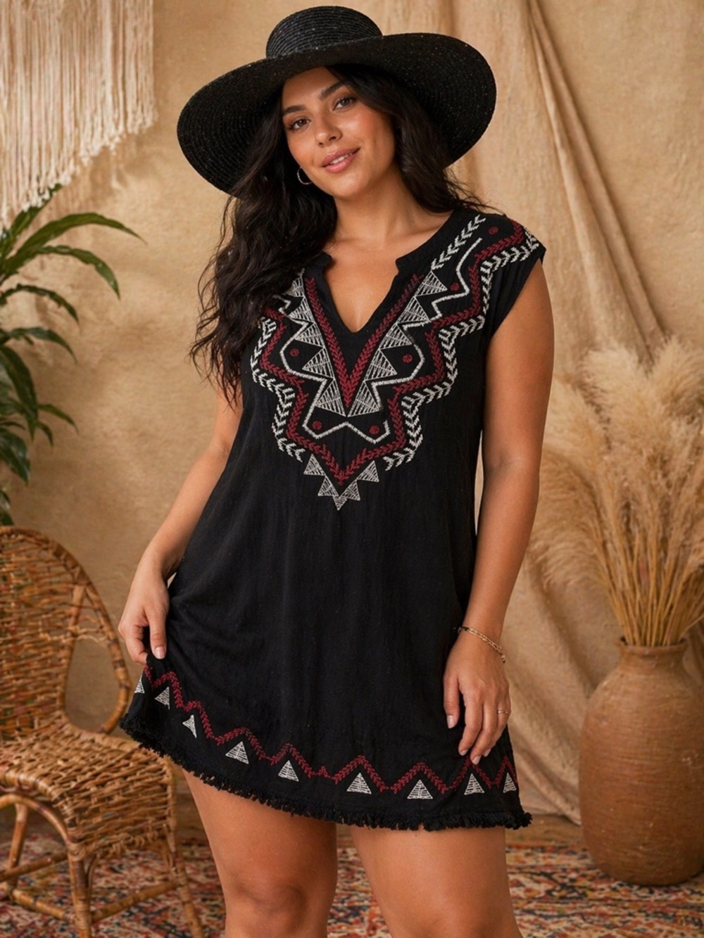 🔥5/$30🔥 Embroidered Boho Tunic Dress | Size Large